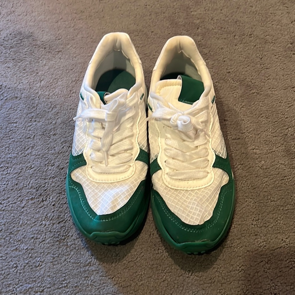 White and Green Zara gym shoes
